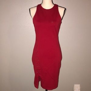 SOCIALITE Laced Red Bodycon Dress.
